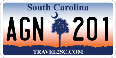 SC license plate AGN201