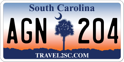 SC license plate AGN204
