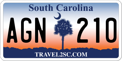 SC license plate AGN210