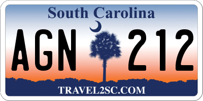 SC license plate AGN212