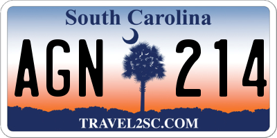 SC license plate AGN214