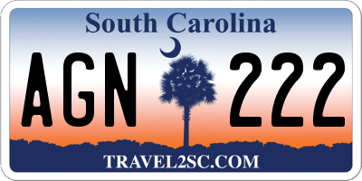 SC license plate AGN222