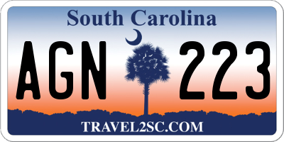SC license plate AGN223