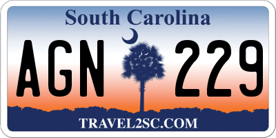 SC license plate AGN229
