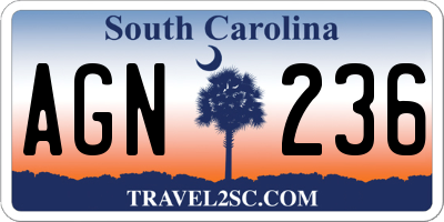 SC license plate AGN236