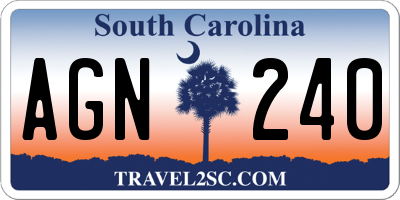 SC license plate AGN240
