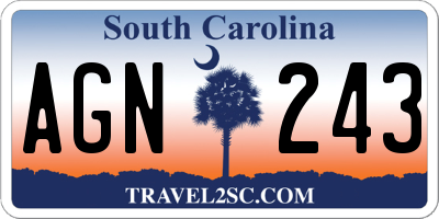 SC license plate AGN243