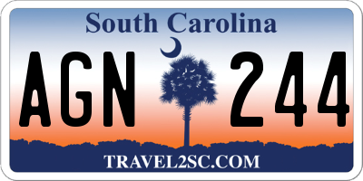 SC license plate AGN244