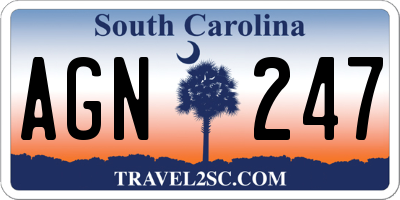 SC license plate AGN247