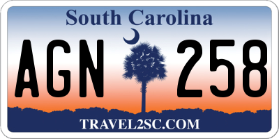 SC license plate AGN258