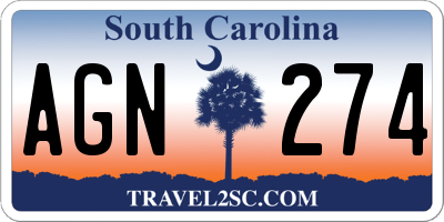 SC license plate AGN274