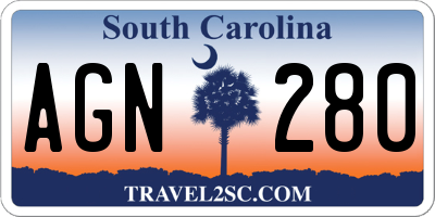 SC license plate AGN280