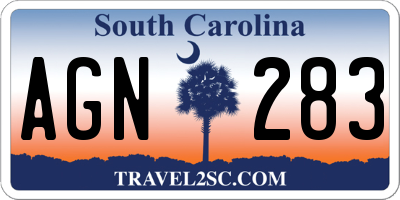 SC license plate AGN283