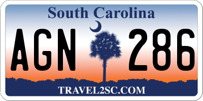 SC license plate AGN286