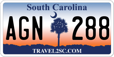 SC license plate AGN288