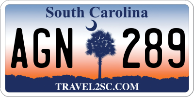SC license plate AGN289