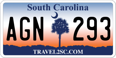 SC license plate AGN293