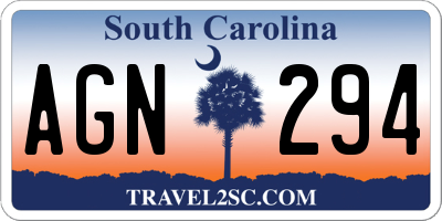 SC license plate AGN294
