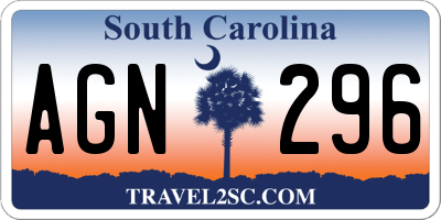 SC license plate AGN296