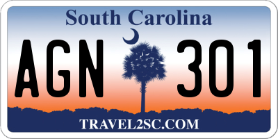 SC license plate AGN301