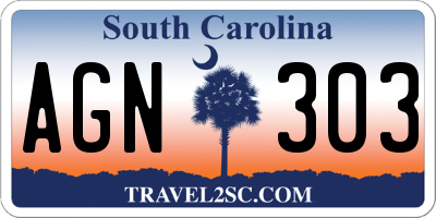 SC license plate AGN303