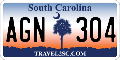 SC license plate AGN304