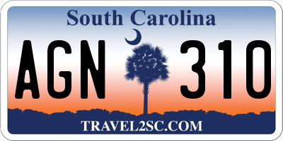 SC license plate AGN310