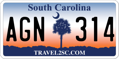 SC license plate AGN314