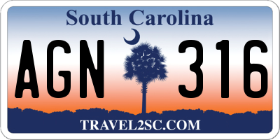 SC license plate AGN316