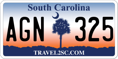 SC license plate AGN325