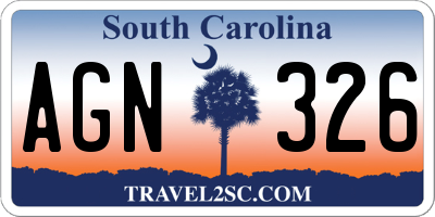 SC license plate AGN326