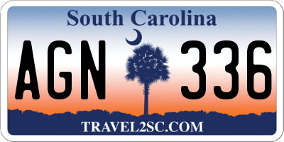 SC license plate AGN336