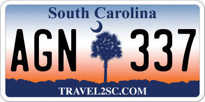 SC license plate AGN337