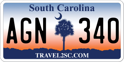 SC license plate AGN340