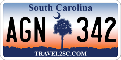 SC license plate AGN342