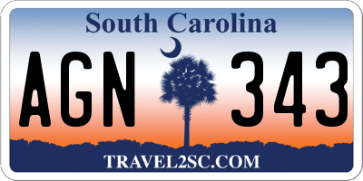 SC license plate AGN343