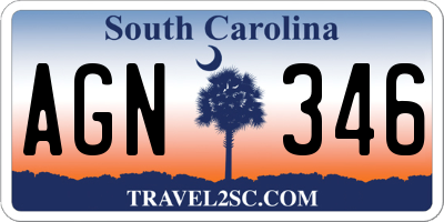 SC license plate AGN346