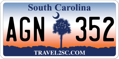 SC license plate AGN352