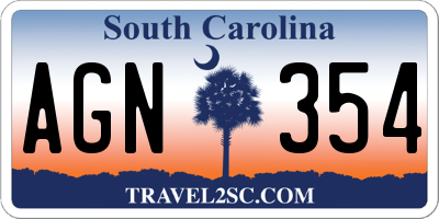 SC license plate AGN354