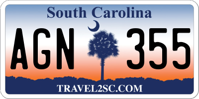 SC license plate AGN355