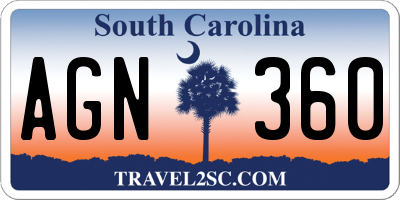SC license plate AGN360