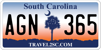 SC license plate AGN365