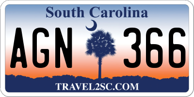 SC license plate AGN366
