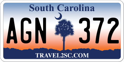 SC license plate AGN372