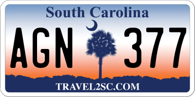 SC license plate AGN377