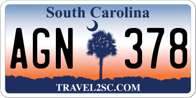 SC license plate AGN378