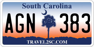 SC license plate AGN383