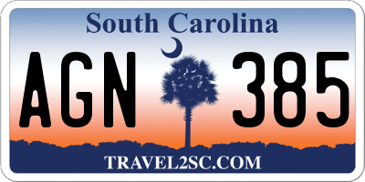 SC license plate AGN385