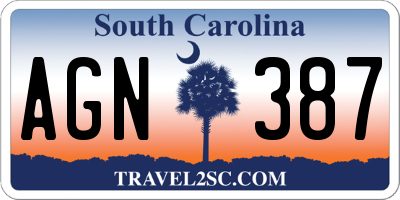 SC license plate AGN387