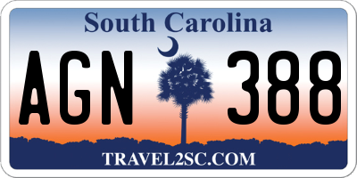 SC license plate AGN388